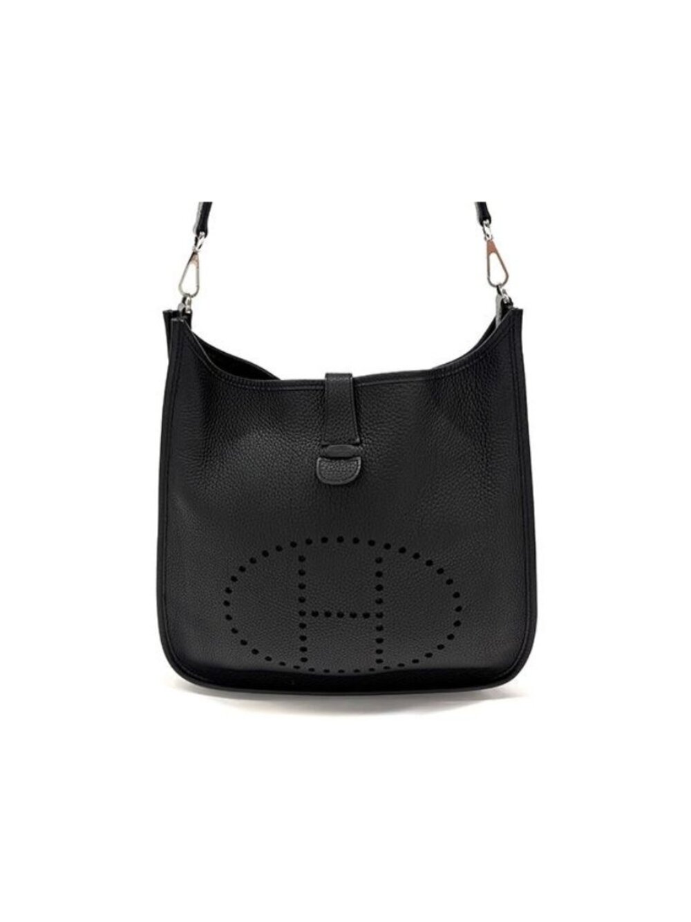 Hermes Evelyne 2 GM Black Silver Shoulder Bag Taurillon Clemence